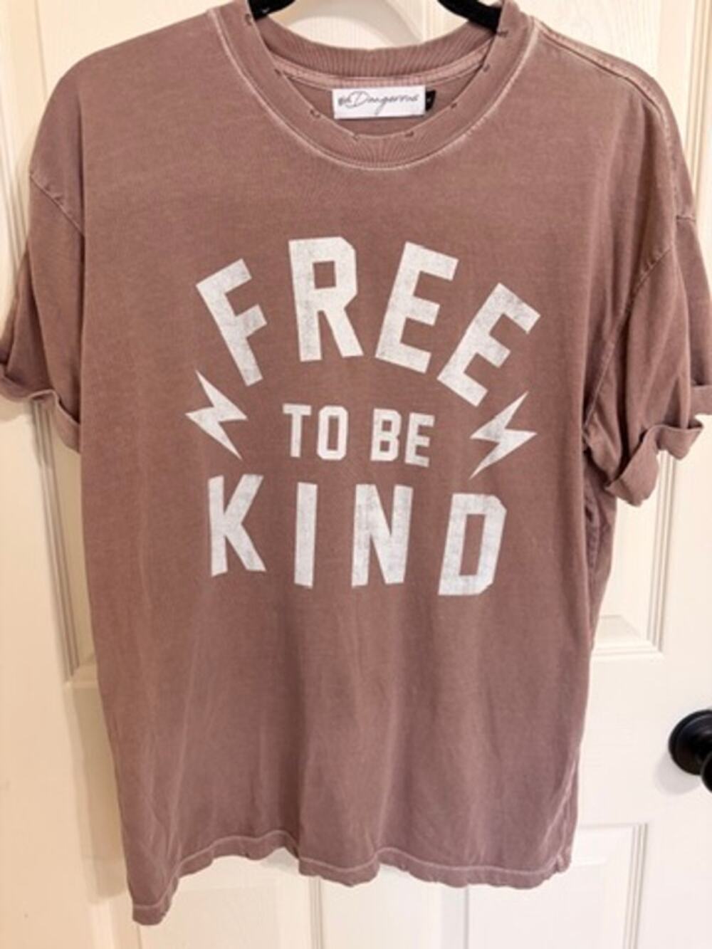 Girl Dangerous Free To Be Kind Distressed Cotton Tee S